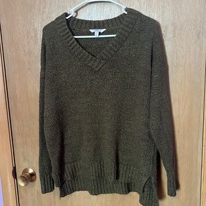 Olive Green V-Neck Sweater